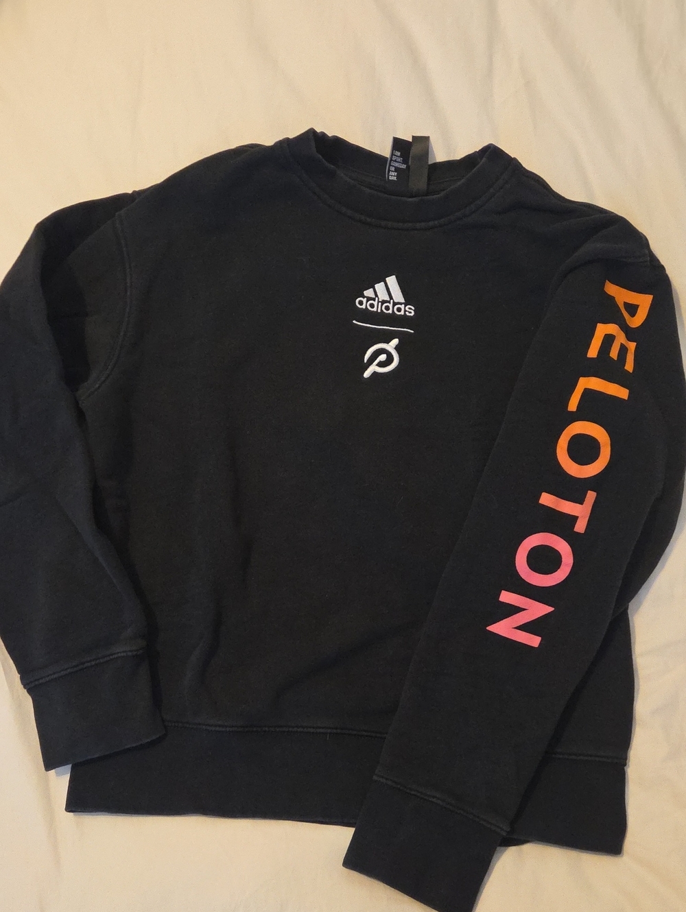adidas x Peloton Black Crewneck Sweatshirt with Gradient Peloton Sleeve